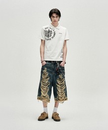 NOT4NERD/ノットフォーナード/Camo Layered Distressed Bermuda Denim Pants