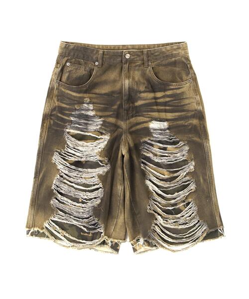 NOT4NERD(ノットフォーナード)の「NOT4NERD/ノットフォーナード/Camo Layered Distressed Bermuda Denim Pants(デニムパンツ・メンズ・ベージュ/ブルー・M/XL/L)」の20枚目の写真