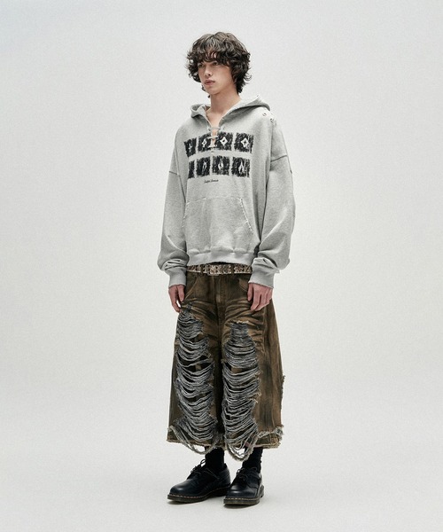 NOT4NERD(ノットフォーナード)の「NOT4NERD/ノットフォーナード/Camo Layered Distressed Bermuda Denim Pants(デニムパンツ・メンズ・ベージュ/ブルー・M/XL/L)」の16枚目の写真