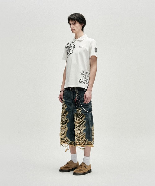 NOT4NERD(ノットフォーナード)の「NOT4NERD/ノットフォーナード/Camo Layered Distressed Bermuda Denim Pants(デニムパンツ・メンズ・ベージュ/ブルー・M/XL/L)」の21枚目の写真
