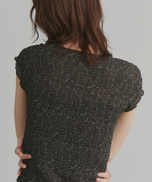 ad thie(アドティエ)の「フレンチスリーブ ポップコーン シアー トップス(Tシャツ/カットソー・レディース・オフホワイト/ブラック・FREE)」の21枚目の写真