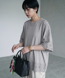 【BLK001】レースパッチワークデザインTシャツ