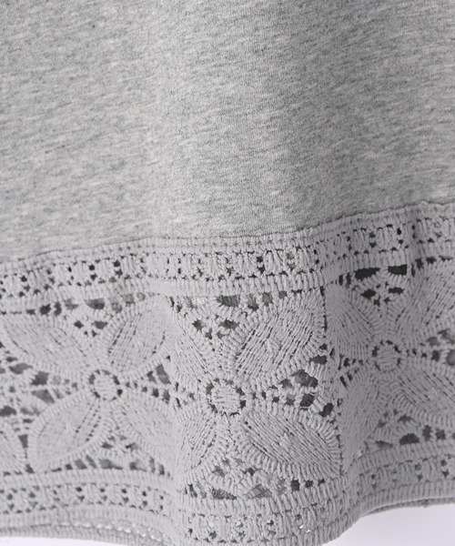 STYLE DELI(スタイルデリ)の「【BLK001】レースパッチワークデザインTシャツ(Tシャツ/カットソー・レディース・ホワイト/ブラック/グレー・FREE)」の9枚目の写真