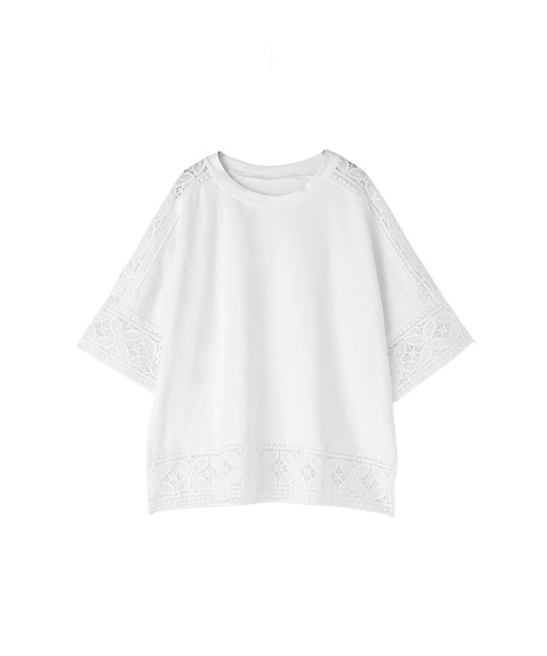 STYLE DELI(スタイルデリ)の「【BLK001】レースパッチワークデザインTシャツ(Tシャツ/カットソー・レディース・ホワイト/ブラック/グレー・FREE)」の6枚目の写真