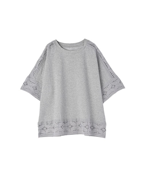 STYLE DELI(スタイルデリ)の「【BLK001】レースパッチワークデザインTシャツ(Tシャツ/カットソー・レディース・ホワイト/ブラック/グレー・FREE)」の5枚目の写真