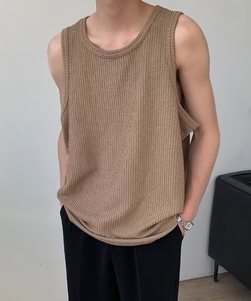 boemy(ボエミー)の「Y2Kサーマル ノースリーブ トップス(タンクトップ・メンズ・ホワイト/ブラック/アッシュブラウン・L)」の3枚目の写真
