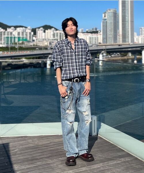 DNSR（ディーエヌエスアール）の「ライトサマー チェックシャツ ブルー（シャツ/ブラウス・メンズ・その他・MEDIUM/LARGE/X-LARGE/SMALL）」の3枚目の写真