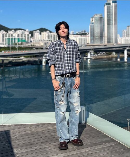 DNSR（ディーエヌエスアール）の「ライトサマー チェックシャツ ブルー（シャツ/ブラウス・メンズ・その他・MEDIUM/LARGE/X-LARGE/SMALL）」の7枚目の写真