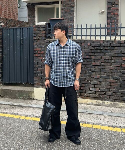 DNSR（ディーエヌエスアール）の「ライトサマー チェックシャツ ブルー（シャツ/ブラウス・メンズ・その他・MEDIUM/LARGE/X-LARGE/SMALL）」の9枚目の写真