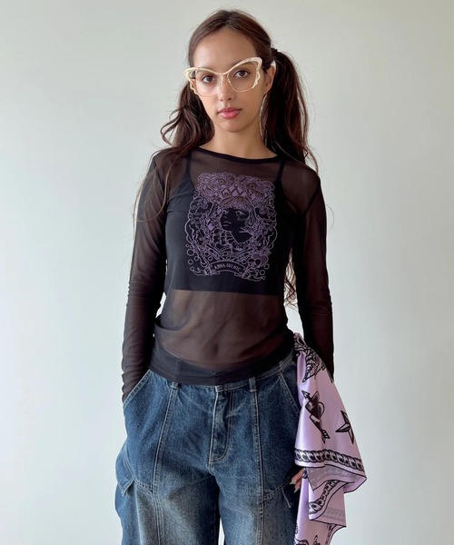 anna sui nyc(アナ スイ エヌ ワイ シー)の「HC ユニコーンシアートップス(Tシャツ/カットソー・レディース・レッド/ラベンダー/ブラック・FREE)」の2枚目の写真