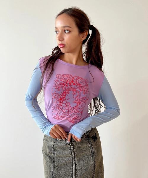 anna sui nyc(アナ スイ エヌ ワイ シー)の「HC ユニコーンシアートップス(Tシャツ/カットソー・レディース・レッド/ラベンダー/ブラック・FREE)」の11枚目の写真