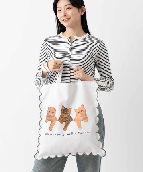 Jubilee（ジュビリー）の「スカラップトートバッグ 犬 猫 ショッパー サブバック 大きめ（トートバッグ・レディース・その他7/その他10/その他6/その他4/その他8/その他5/その他3/その他1/その他9/その他2・FREE）」の2枚目の写真