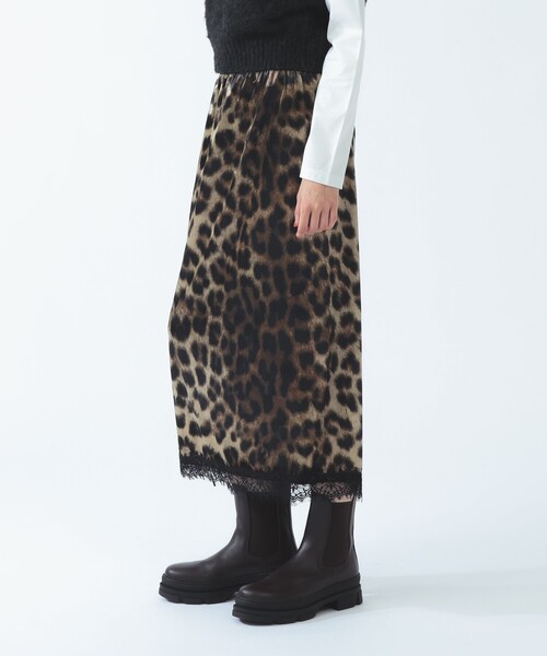 Ray BEAMS(レイビームス)の「ベロア プリント レース ヘム スカート〈26AW 洗える ウエストゴム チェック柄〉(スカート・レディース・ダークブラウン/ブルー系その他3・1/0)」の1枚目の写真