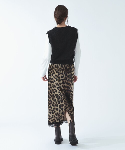 Ray BEAMS(レイビームス)の「ベロア プリント レース ヘム スカート〈26AW 洗える ウエストゴム チェック柄〉(スカート・レディース・ダークブラウン/ブルー系その他3・1/0)」の5枚目の写真