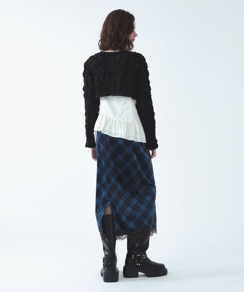 Ray BEAMS(レイビームス)の「ベロア プリント レース ヘム スカート〈26AW 洗える ウエストゴム チェック柄〉(スカート・レディース・ダークブラウン/ブルー系その他3・1/0)」の9枚目の写真