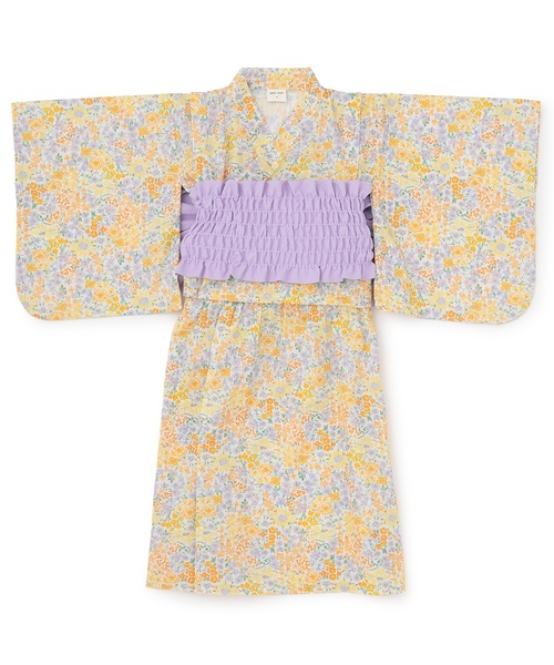 petit main（プティマイン）の「【WEB別注】花柄2WAY浴衣（浴衣・キッズ・ピンク/イエロー・120cm/100cm/130cm/110cm/90cm）」の2枚目の写真
