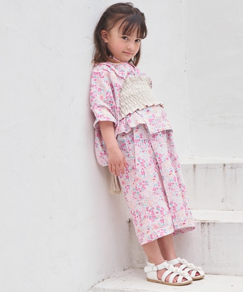 petit main（プティマイン）の「【WEB別注】花柄2WAY浴衣（浴衣・キッズ・ピンク/イエロー・120cm/100cm/130cm/110cm/90cm）」の3枚目の写真