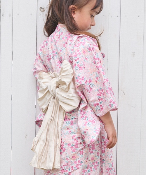 petit main（プティマイン）の「【WEB別注】花柄2WAY浴衣（浴衣・キッズ・ピンク/イエロー・120cm/100cm/130cm/110cm/90cm）」の4枚目の写真