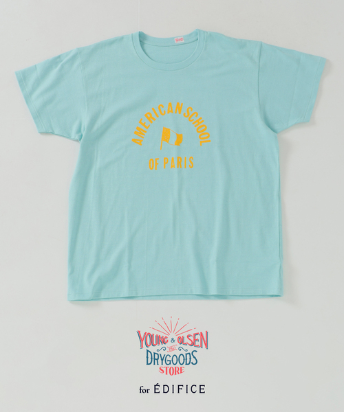 YOUNG&OLSEN The DRYGOODS STORE(ヤングアンドオルセン)の「Y&O(ヤング アンド オルセン) 別注 AMERICAN FRENCH PRINTED Tシャツ(Tシャツ/カットソー・メンズ・ブルー系その他/ホワイト/SHERBET・5/4)」の2枚目の写真