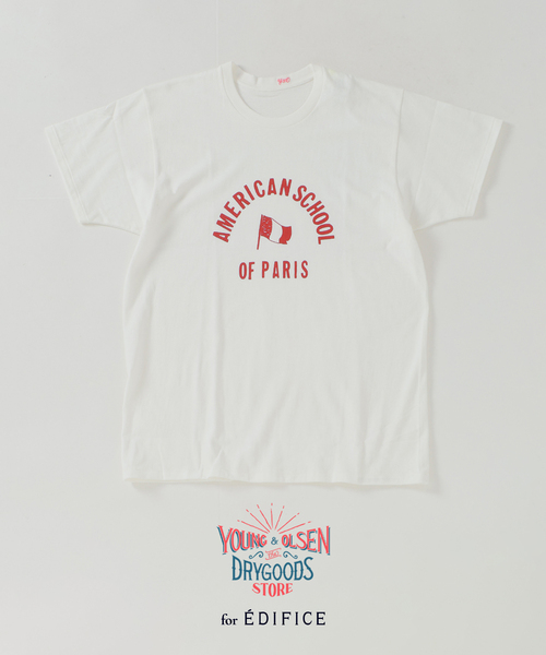 YOUNG&OLSEN The DRYGOODS STORE(ヤングアンドオルセン)の「Y&O(ヤング アンド オルセン) 別注 AMERICAN FRENCH PRINTED Tシャツ(Tシャツ/カットソー・メンズ・ブルー系その他/ホワイト/SHERBET・5/4)」の1枚目の写真