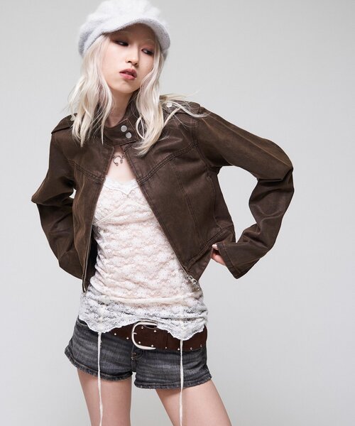 WHO'S WHO gallery(フーズフーギャラリー)の「【26AW LOOK掲載品番】ラギッドチビライダース(ブルゾン・レディース・ブラック/ブラウン・FREE)」の9枚目の写真