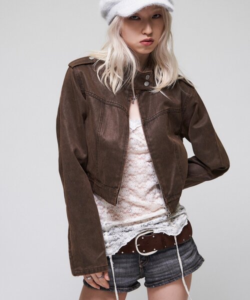 WHO'S WHO gallery(フーズフーギャラリー)の「【26AW LOOK掲載品番】ラギッドチビライダース(ブルゾン・レディース・ブラック/ブラウン・FREE)」の10枚目の写真
