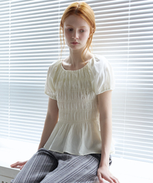 Cotton shirring blouse [KNSS09BL16]_Cream