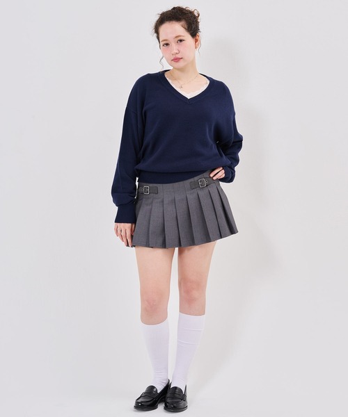TINA:JOJUN(ティーナジョジュン)の「Vネック ビッグ 刺繍 ニットプルオーバー TINA:JOJUN(ニット/セーター・レディース・ネイビー/ライトグレー/ラベンダー・M)」の21枚目の写真