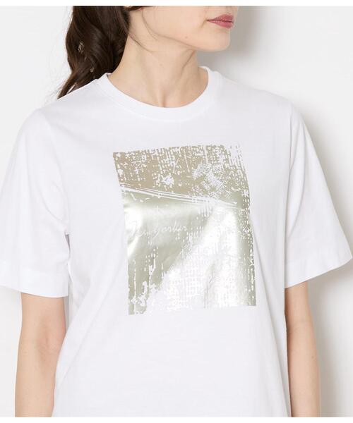 NEWYORKER（ニューヨーカー）の「コットン100％ 箔グラフィックTシャツ（Tシャツ/カットソー・レディース・ホワイト・LARGE/MEDIUM）」の4枚目の写真