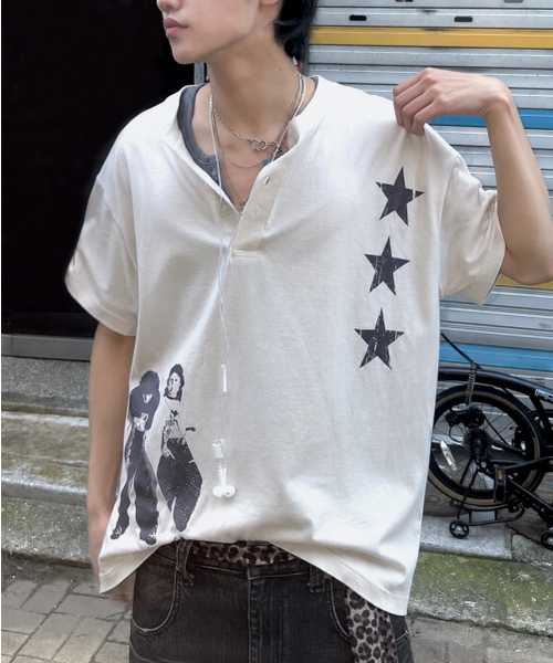 GRAVER（グレーバー）の「[ユニセックス]STAR3 ヘンリーネック半袖Tシャツ 2カラー（Tシャツ/カットソー・レディース・Beige/チャコールグレー・MEDIUM/LARGE）」の13枚目の写真