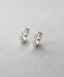 【金属アレルギー対応】極小6mm!ビジューが煌くウェーブフープピアス