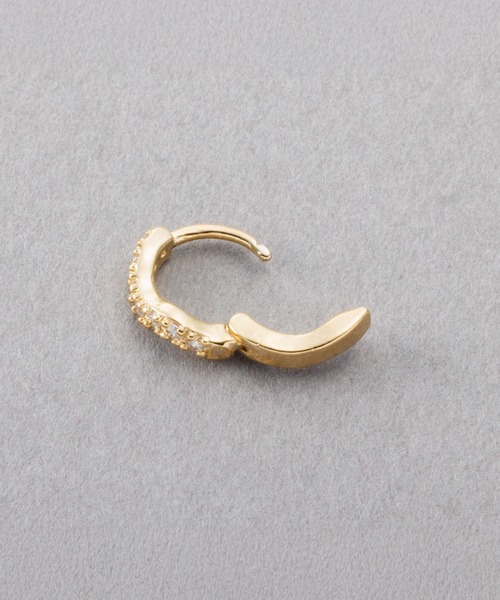 Cream dot.（クリームドット）の「【金属アレルギー対応】極小6mm！ビジューが煌くウェーブフープピアス（ピアス（両耳用）・レディース・ピンクゴールド/シルバー/ゴールド・ONE SIZE）」の10枚目の写真