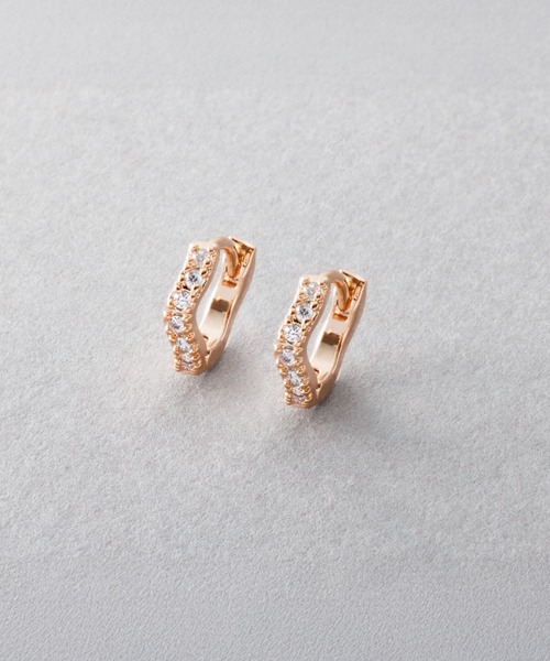 Cream dot.（クリームドット）の「【金属アレルギー対応】極小6mm！ビジューが煌くウェーブフープピアス（ピアス（両耳用）・レディース・ピンクゴールド/シルバー/ゴールド・ONE SIZE）」の6枚目の写真