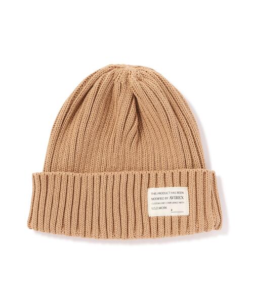AVIREX(アヴィレックス)の「COTTON WATCH CAP / コットン ワッチキャップ / AVIREX / アヴィレックス(ニットキャップ/ビーニー・メンズ・ブラウン/ブラック/ホワイト系2/オリーブ系・F)」の3枚目の写真