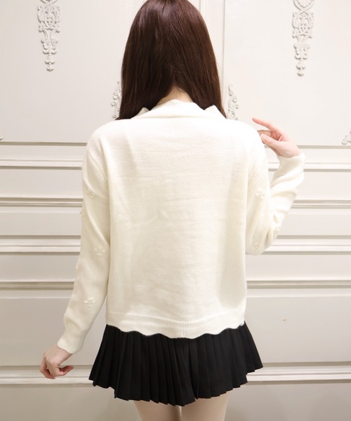 Mejoul（メジュール）の「【2026秋冬新作】ぽこぽこ花デザインカーディガン（カーディガン/ボレロ・レディース・ホワイト/レッド・F）」の8枚目の写真