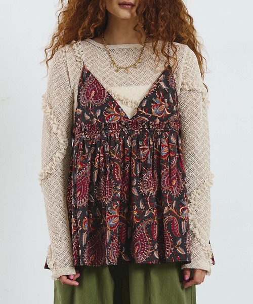 ROSE BUD(ローズバッド)の「mag.by c/ETHNIC PRINT CAMISOLE TOP(キャミソール・レディース・ブラック/バーガンディー・ONE SIZE)」の13枚目の写真