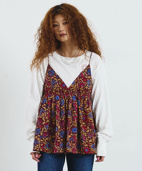 ROSE BUD(ローズバッド)の「mag.by c/ETHNIC PRINT CAMISOLE TOP(キャミソール・レディース・ブラック/バーガンディー・ONE SIZE)」の3枚目の写真