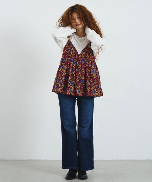 ROSE BUD(ローズバッド)の「mag.by c/ETHNIC PRINT CAMISOLE TOP(キャミソール・レディース・ブラック/バーガンディー・ONE SIZE)」の6枚目の写真