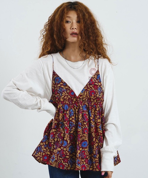 ROSE BUD(ローズバッド)の「mag.by c/ETHNIC PRINT CAMISOLE TOP(キャミソール・レディース・ブラック/バーガンディー・ONE SIZE)」の9枚目の写真