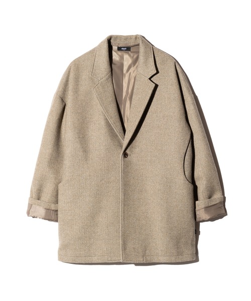 glamb（グラム）の「Single Button Oversize Coat / シングルボタンオーバーサイズコート（チェスターコート・メンズ・ブラック/ベージュ・S/M/L）」の4枚目の写真