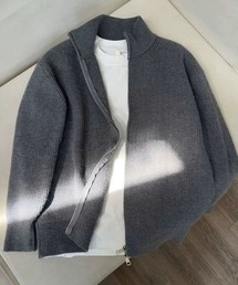 DSリブニットジップカーディガン