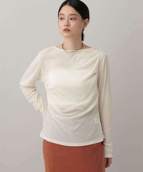 A part by(アパートバイ)の「ドレープベロアプルオーバー_長袖(Tシャツ/カットソー・レディース・ブラック/オフホワイト/ブラウン・FREE)」の12枚目の写真