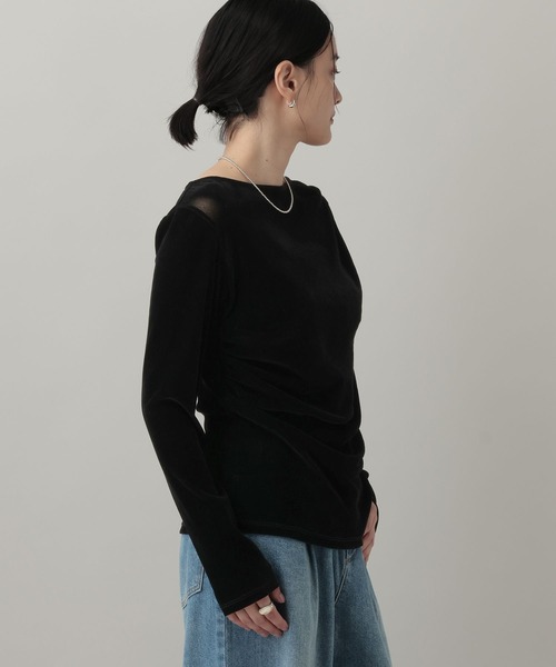 A part by(アパートバイ)の「ドレープベロアプルオーバー_長袖(Tシャツ/カットソー・レディース・ブラック/オフホワイト/ブラウン・FREE)」の16枚目の写真