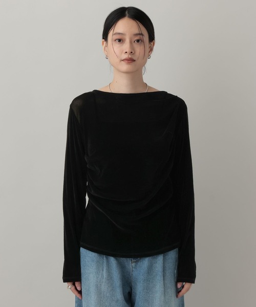 A part by(アパートバイ)の「ドレープベロアプルオーバー_長袖(Tシャツ/カットソー・レディース・ブラック/オフホワイト/ブラウン・FREE)」の8枚目の写真