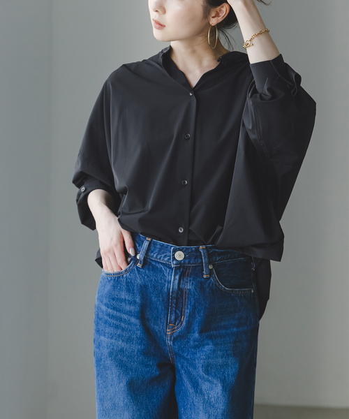 COGTHEBIGSMOKE(コグザビッグスモーク)の「COG THE BIGSMOKE/コグザビッグスモーク OLGA BAND COLLAR SHIRT(シャツ/ブラウス・レディース・ブラウン/ブラック・FREE)」の3枚目の写真