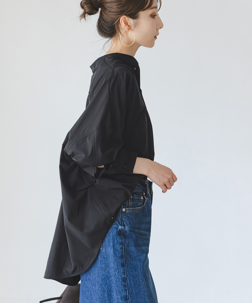 COGTHEBIGSMOKE(コグザビッグスモーク)の「COG THE BIGSMOKE/コグザビッグスモーク OLGA BAND COLLAR SHIRT(シャツ/ブラウス・レディース・ブラウン/ブラック・FREE)」の9枚目の写真