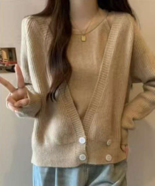 Ritzy(リッツィー)の「キャミソール付き2点セットショートニットカーディガ(カーディガン/ボレロ・レディース・ベージュ/グレー/アイボリー/サックスブルー/ブラック・FREE)」の4枚目の写真