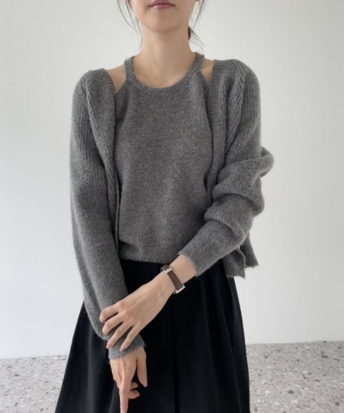 Ritzy(リッツィー)の「キャミソール付き2点セットショートニットカーディガ(カーディガン/ボレロ・レディース・ベージュ/グレー/アイボリー/サックスブルー/ブラック・FREE)」の10枚目の写真