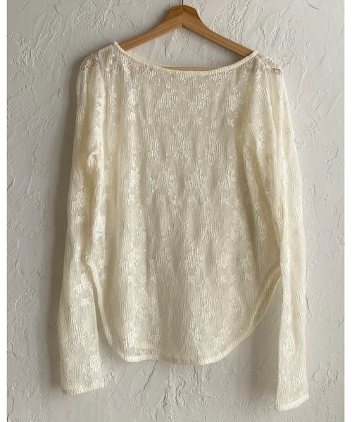 She's Closet(シーズクローゼット)の「オーバーサイズ 長袖 花柄シアーレーストップス ロングTシャツ(Tシャツ/カットソー・レディース・アイボリー/ブラック・FREE)」の17枚目の写真