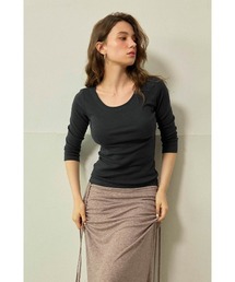 ALEXIA STAM | Boat Neck 3/4 Sleeve Top / 7分袖ボートネックTシャツ(Tシャツ/カットソー)